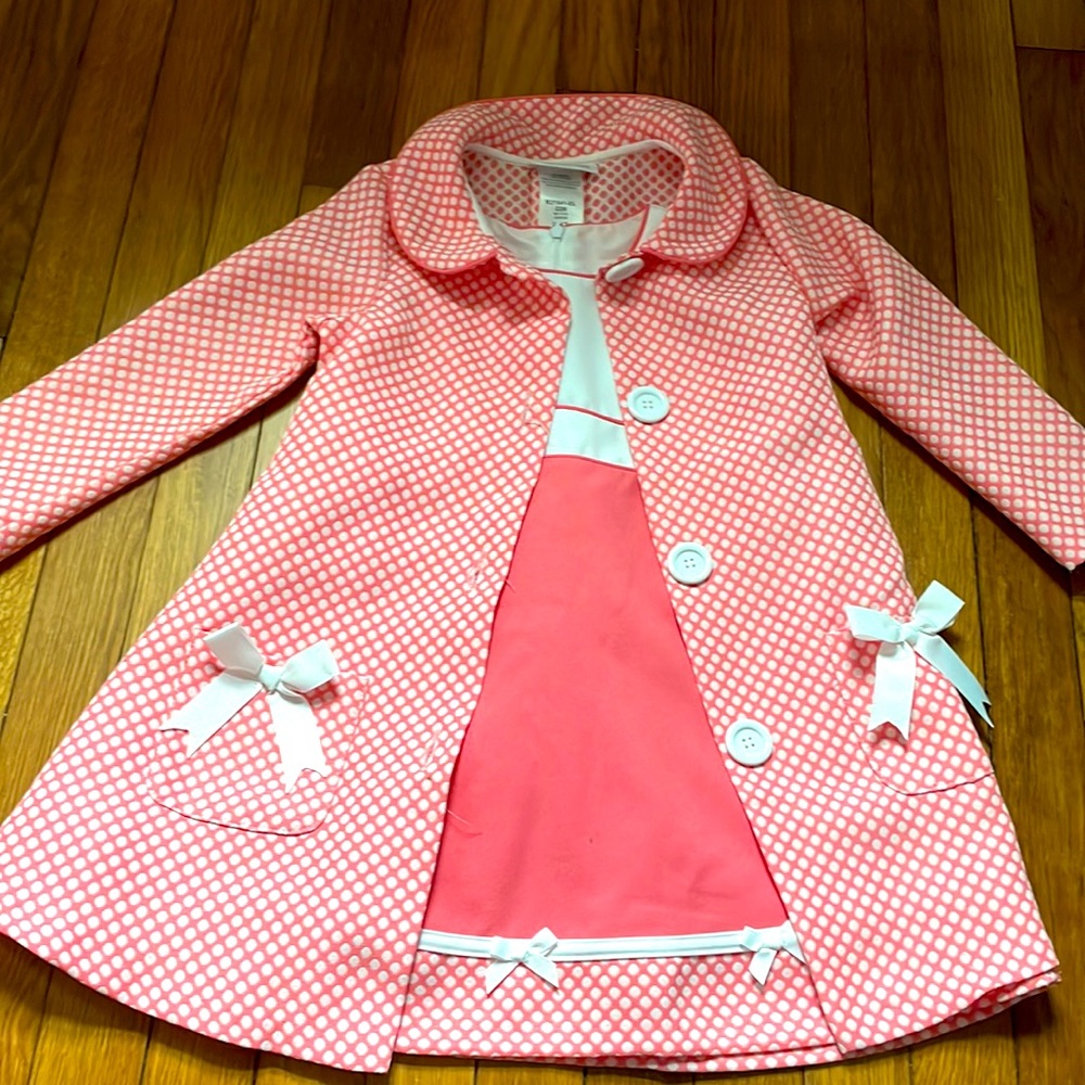 Bonnie Jean pink and white dress and jacket set size 4T GUC
